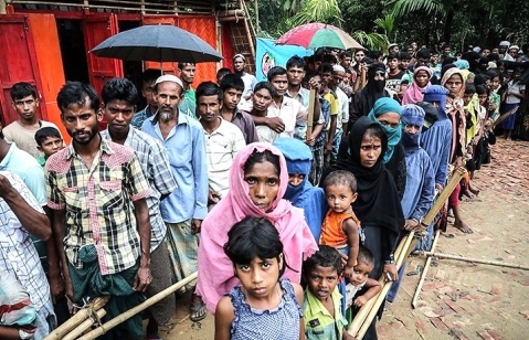 Rohingya refugees at Kutupalong refugee camp in Bangladesh in October 2017.