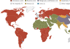 Map of countries according to religious affiliation, Pew Center
