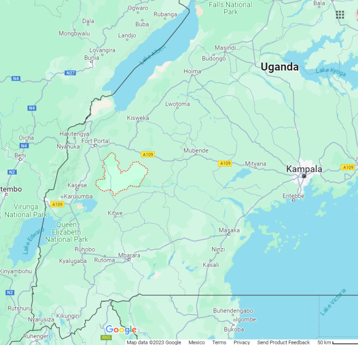 Location of Kamwenge District, Uganda.