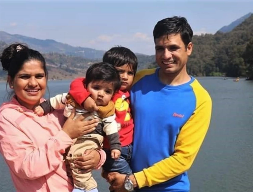 Nepali Pastor Keshab Raj Acharya with his family