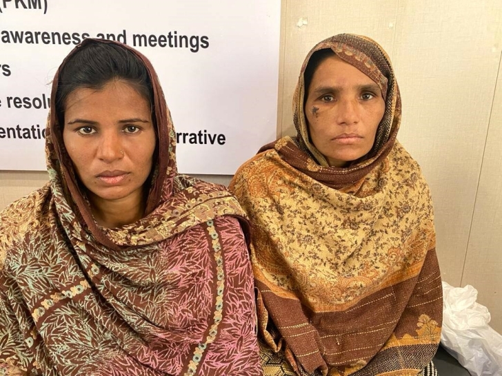 Rukhsana Bibi (R) and sister-in-law Asifa Bibi were assaulted in Chak 11 village, Sargodha District, Pakistan on Jan. 27, 2024.