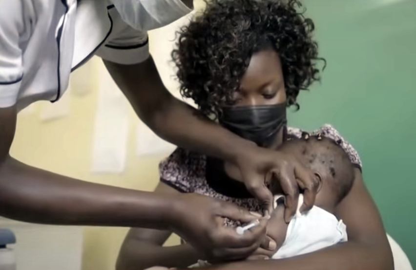 A malaria vaccine administered to a child in Cameroon