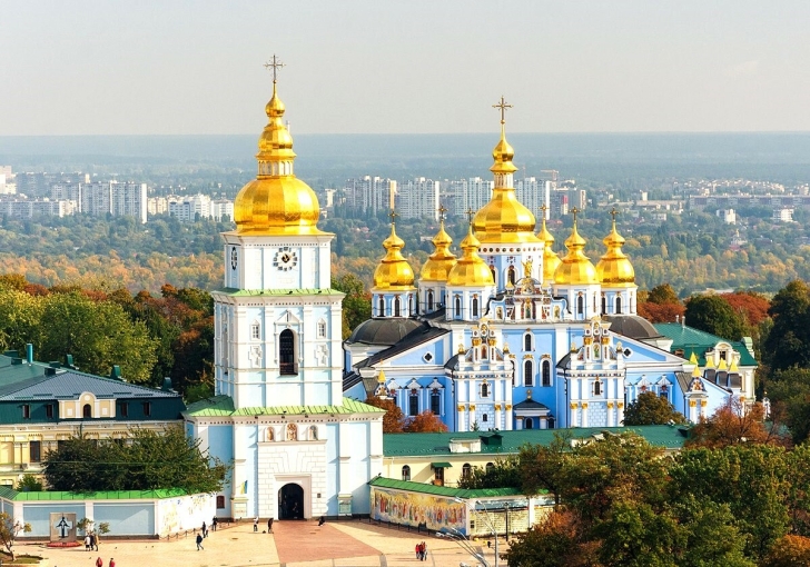 St. Michael’s Golden-Domed Monastery in Kyiv, Ukraine, headquarters of the Orthodox Church of Ukraine.