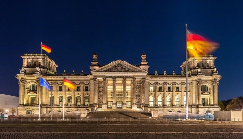 Reichstag building in Berlin, seat of the Bundestag.
