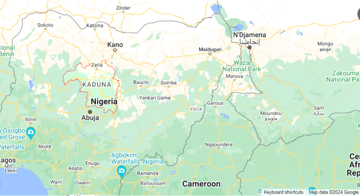 Location of Kaduna state in Nigeria.
