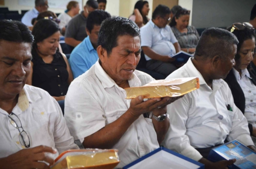 Pastors receiving Bibles in Esmeraldas, Ecuador