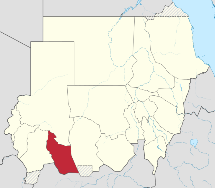 Location of East Darfur state, Sudan.