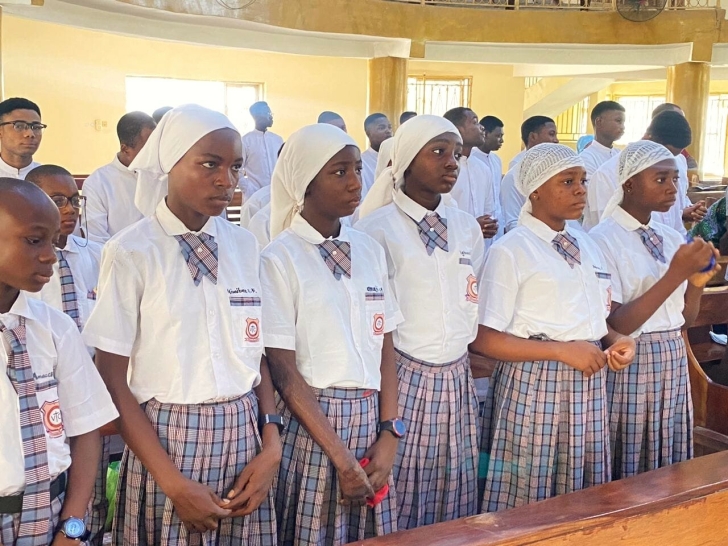 Students at the Father Angus Fraser Memorial High School in Makurdi, Benue state.