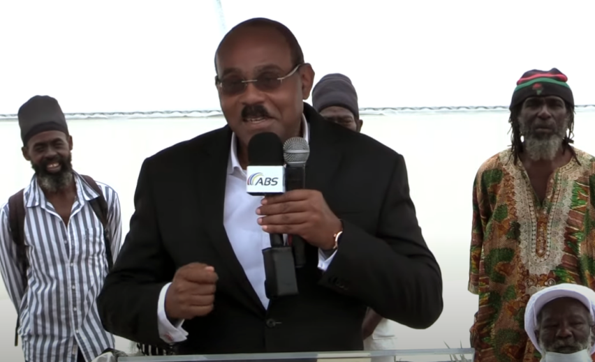 Antiguan Prime Minister Browne speaking to a gathering of Rastafari about the use of Cannabis in July 2021