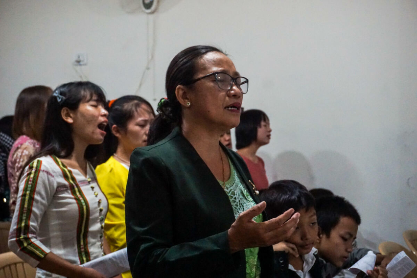 My mother in Sunday Church