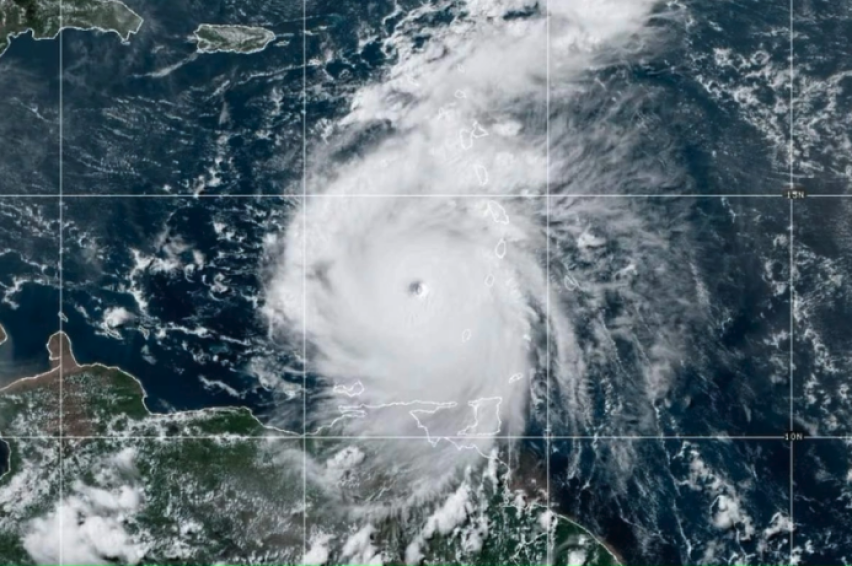 Hurricane Beryl in the Caribbean satellite image