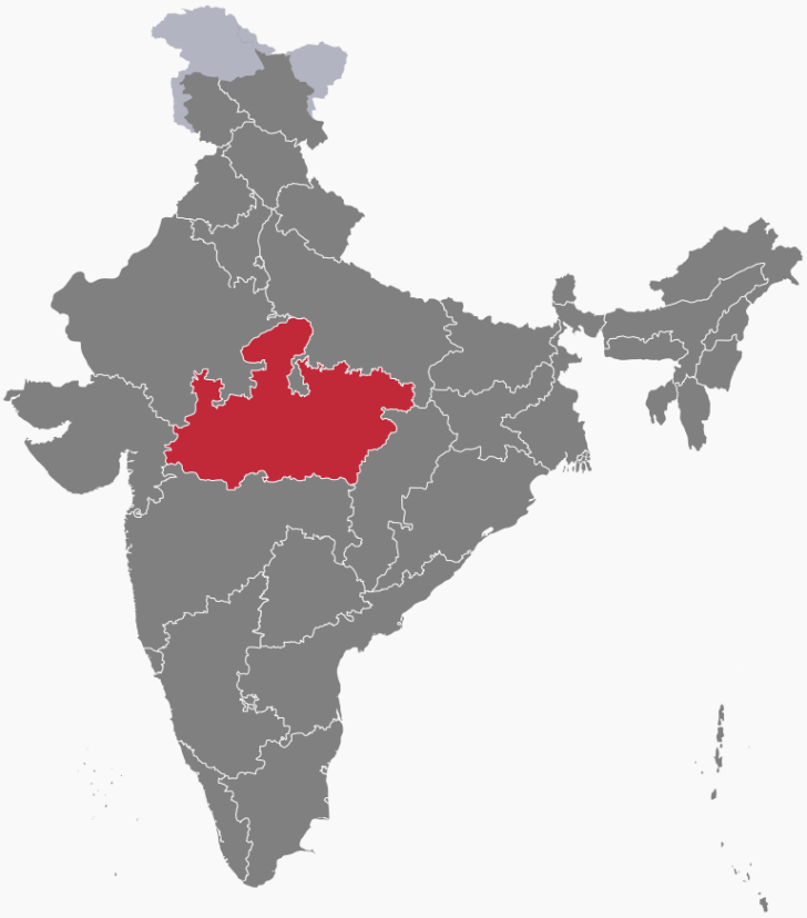 Location of Madhya Pradesh state in India. 