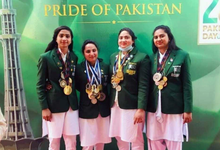 The Sohail sisters known as the 'Power Girls' with their medals.