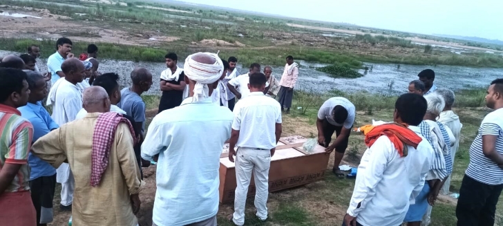 Burial of Nilesh Kumar in Satpura village, Arwal District in Bihar state, India on July 8, 2024.