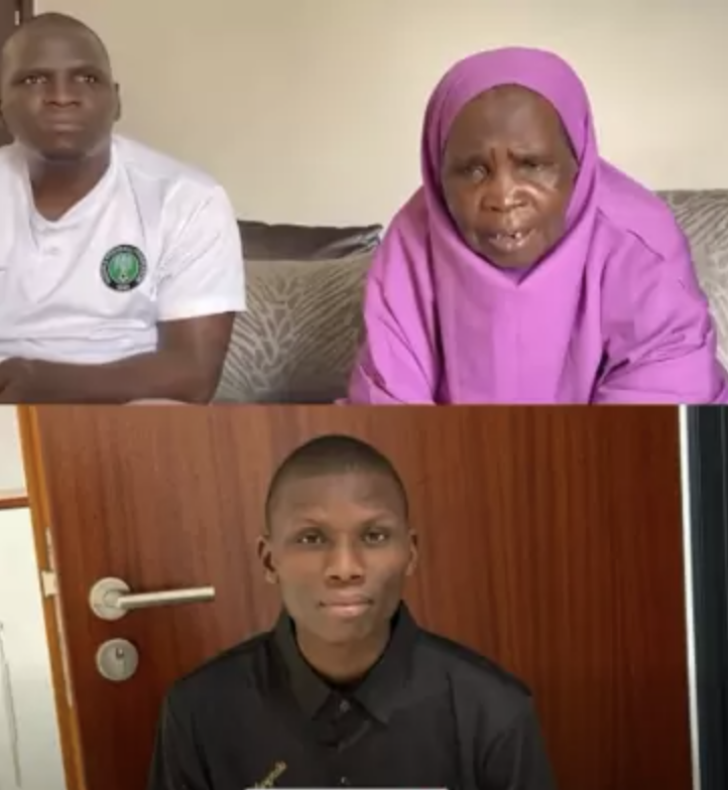 Hauwa Adamu Kahutu (R) beside her son, Dauda Adamu Kahutu, with Bala Timothy below in video