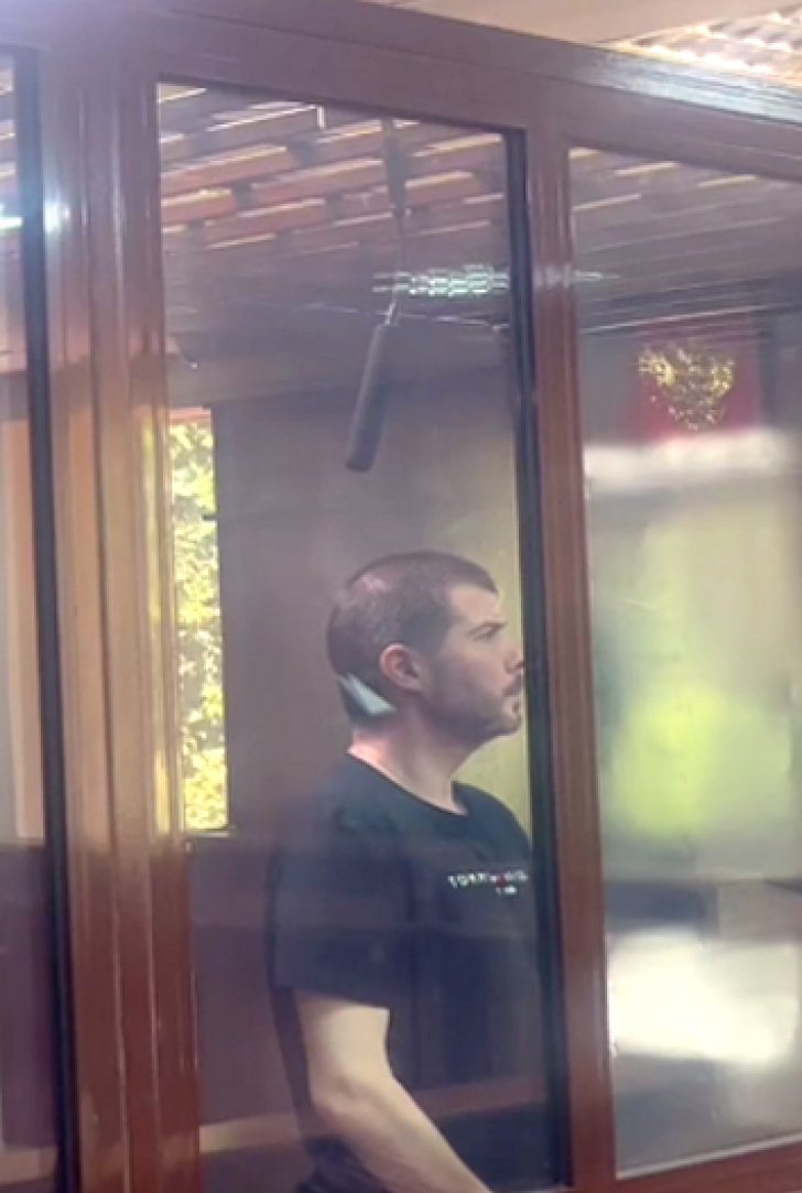 The Rev. Kostiantyn Maksimov of the Ukrainian Orthodox Church in court. 