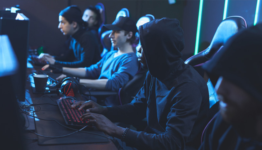 A group of hackers at work
