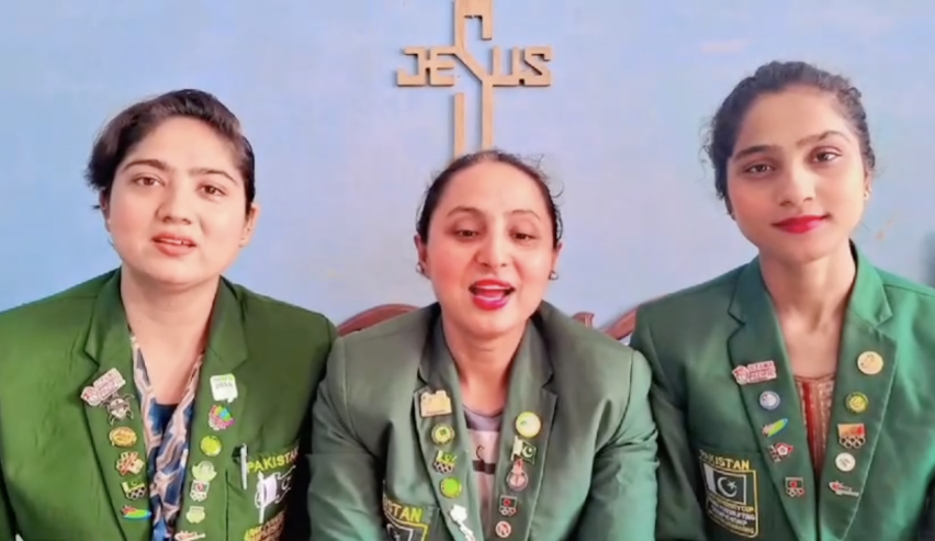 A screenshot from the video message shared by the Sohail sisters, also known as