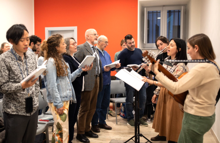 Worship at Breccia di Roma church in Rome, Italy.