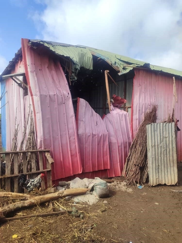 Destroyed home of Christian assaulted on outskirts of Kismayo, Somalia in May 2024.