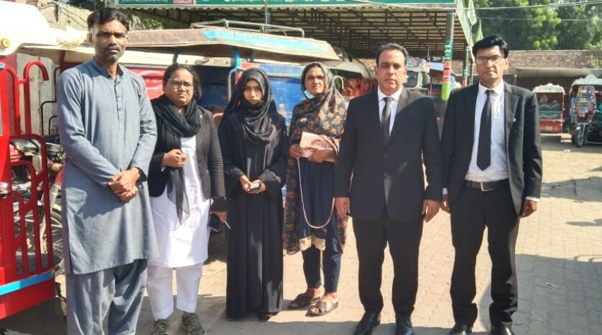 Diya Iftikhar (3rd from left) with parents and attorneys after her recovery.