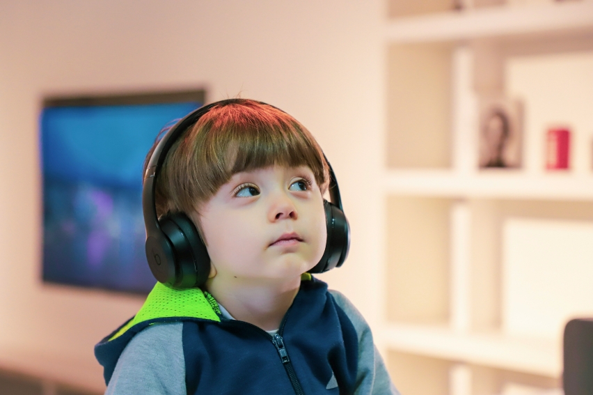 Child with special needs, music, headphones