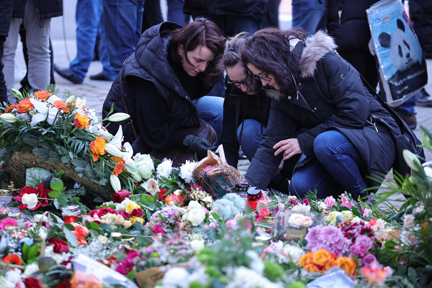 Germany Magdeburg Christmas market attack flowers memorial
