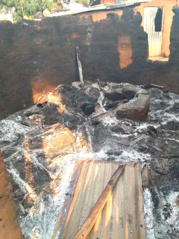 Remains of ECWA building set aflame in Unguwar Rogo village, Kajuru County, Nigeria, on Jan. 1, 2025.