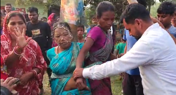 Hindu nationalists tied Subhasini Singh and sister Sukanti Singh to a tree in Chhankhanpur village, Balasore District, Odisha state, India on Dec. 26, 2024.