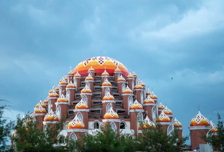 The 99 Dome Mosque in Makasar, South Sulawesi Province, Indonesia.
