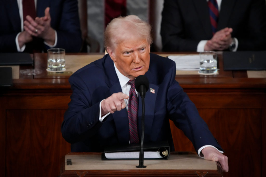 U.S. President Donald Trump addresses a joint session of Congress at the U.S. Capitol