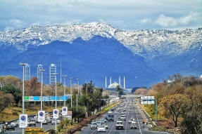Islamabad, capital of Pakistan, including Faisal Mosque.