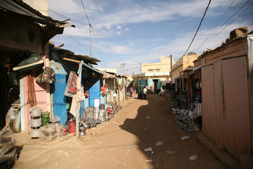 A view from a commercial street in Sélibaby, Mauritania.