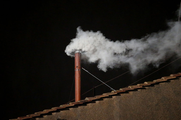 White smoke was seen from the roof of the Sistine Chapel