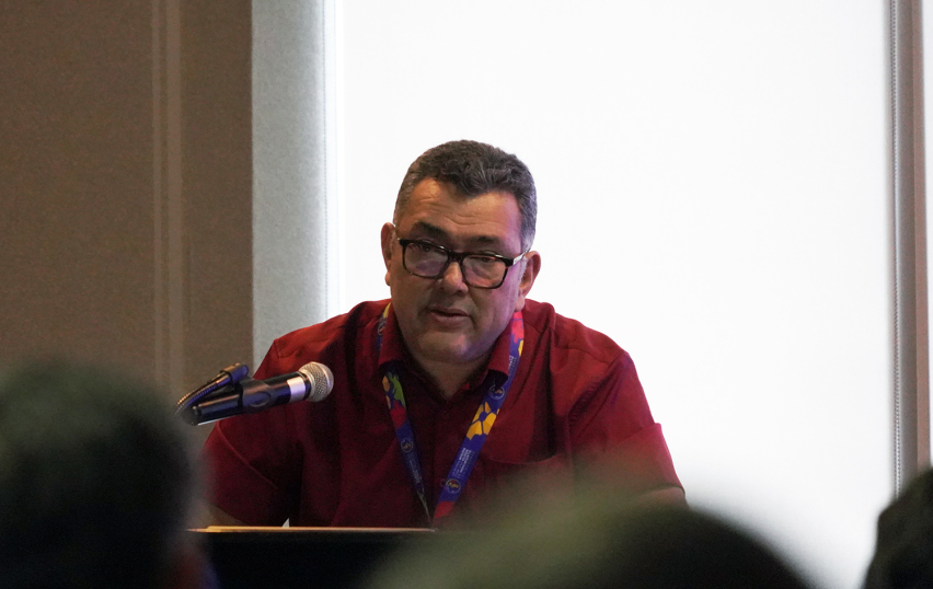 Costa Rican mission leader Allen Matamoros addresses participants at COALA3.0