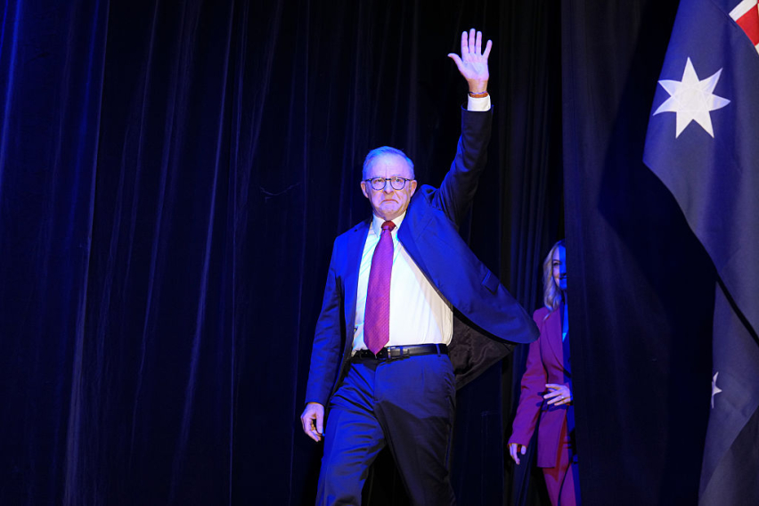 Prime Minister Anthony Albanese delivers a victory speech at the Labor Party’s election night event on May 03, 2025 in Sydney, Australia
