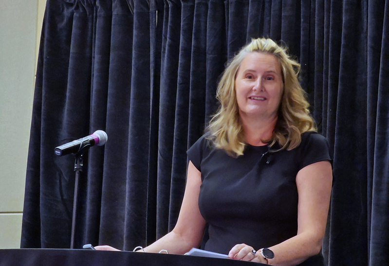 Mary DeMuth delivers the opening keynote at the Evangelical Press Association’s 2025 annual convention in Branson, Missouri