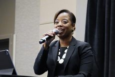 Rev. Dr. Nicole Massie Martin delivers the closing keynote at the 2025 Evangelical Press Association convention in Branson, Missouri