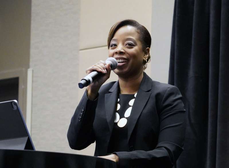 Rev. Dr. Nicole Massie Martin delivers the closing keynote at the 2025 Evangelical Press Association convention in Branson, Missouri
