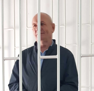The Rev. Pavel Shreider at start of trial at Birinchi May (Pervomaisky) District Court, Bishkek, Kyrgyzstan on April 17, 2025.
