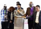 Rev. Dr. Jean Libom Li Likeng, newly elected president of the Association of Evangelicals in Africa (AEA), leads a prayer of commissioning for the second edition of the Africa Bible Commentary during the 13th AEA General Assembly in Nairobi, Kenya