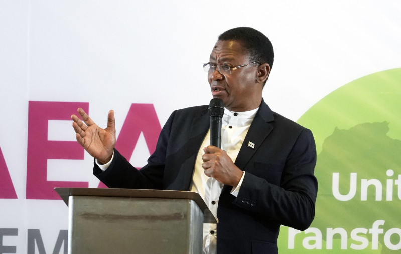 Dr. Master Matlhaope, Secretary General of the Association of Evangelicals in Africa, delivers closing remarks at the 13th General Assembly in Nairobi, Kenya
