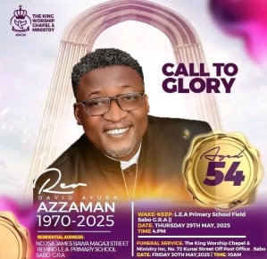 Funeral notice for the Rev. David Ayuba Azzaman.