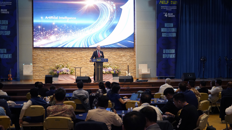 Mark McClendon, Regional Director of CBN Southeast Asia & South Korea, speaks at the Asia Evangelical Leadership Forum in Seoul, urging leaders to embrace artificial intelligence as a tool for advancing the Great Commission.