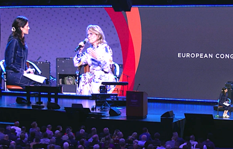 Päivi Räsänen in interview with Cissie Graham Lynch at European Congress on Evangelism in Berlin, Germany in 2025.