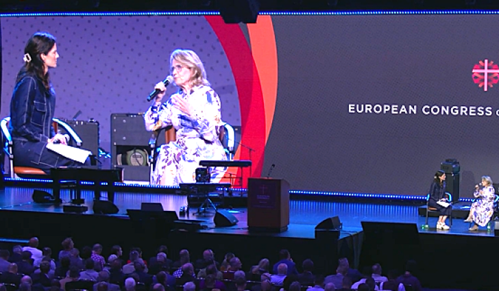 Päivi Räsänen in interview with Cissie Graham Lynch at European Congress on Evangelism in Berlin, Germany in 2025.
