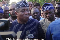 Former Benue state Gov. Gabriel Suswam laments herdsmens June 13-14 slaughter of predominantly Christian farmers in Yelwata, Nigeria to media on June 19, 2025.