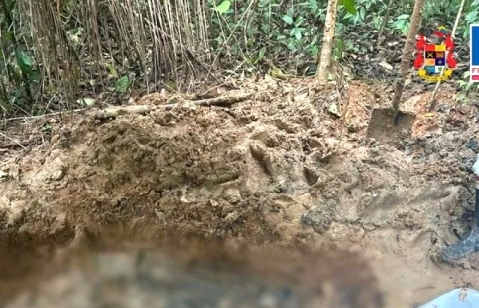 Mass grave where bodies of eight Christian leaders were found in Calamar, Colombia on July 1, 2025.