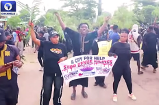 Villagers protest massacre in Yelwata, Guma County, Benue state, Nigeria in mid-June 2025.