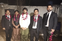 Sahil Shahid and Raheel Shahid (in white shirt) after acquittal of blasphemy charges on Jan. 25, 2025.